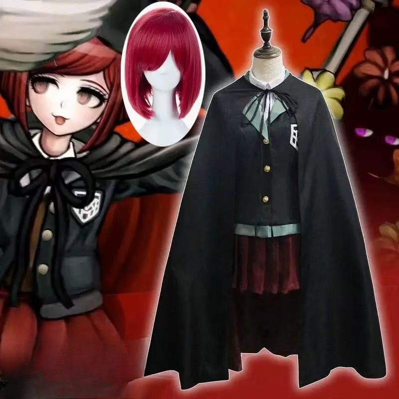 Halloween Costume Kids - アニメダンガンロンパマジシャン夢野卑弥呼女子学生服ハロウィンカーニバル学生 JK 制服コスプレ衣装赤ウィッグ