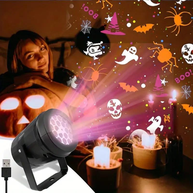 Halloween Pumpkin Decor Led - ハロウィン LED プロジェクターライト屋外クリスマス庭の装飾、カボチャ、ゴースト、スパイダー、スノーフレークパターン付き、パーティー装飾ランプ用