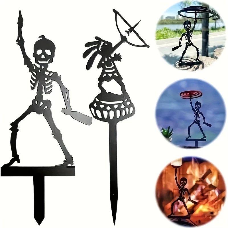 Halloween Skeleton Decoration - 【メタルアーチェリースタンド】ポータブルメタルスケルトンアーチェリースタンド | 1個入り屋外キャンプ用蚊取り線香ホルダー、ハロウィンデコレーション