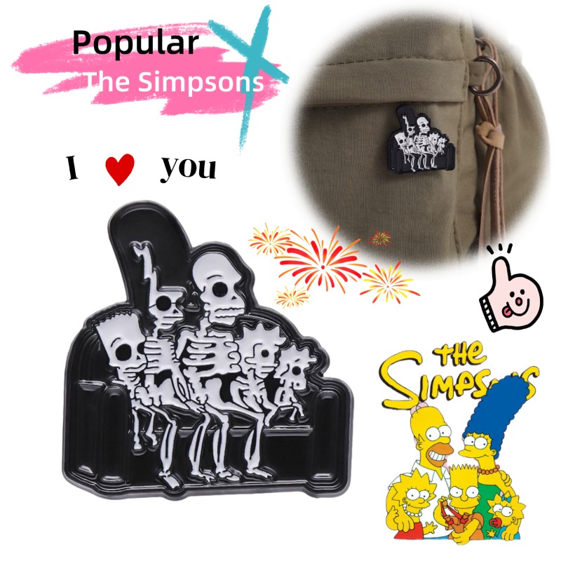 Halloween Skeleton Decoration - 新しい漫画アニメフィギュアブローチ面白いスケルトンシンプソンズメタルエナメルピンハロウィンシリーズ服飾デコレーションギフト