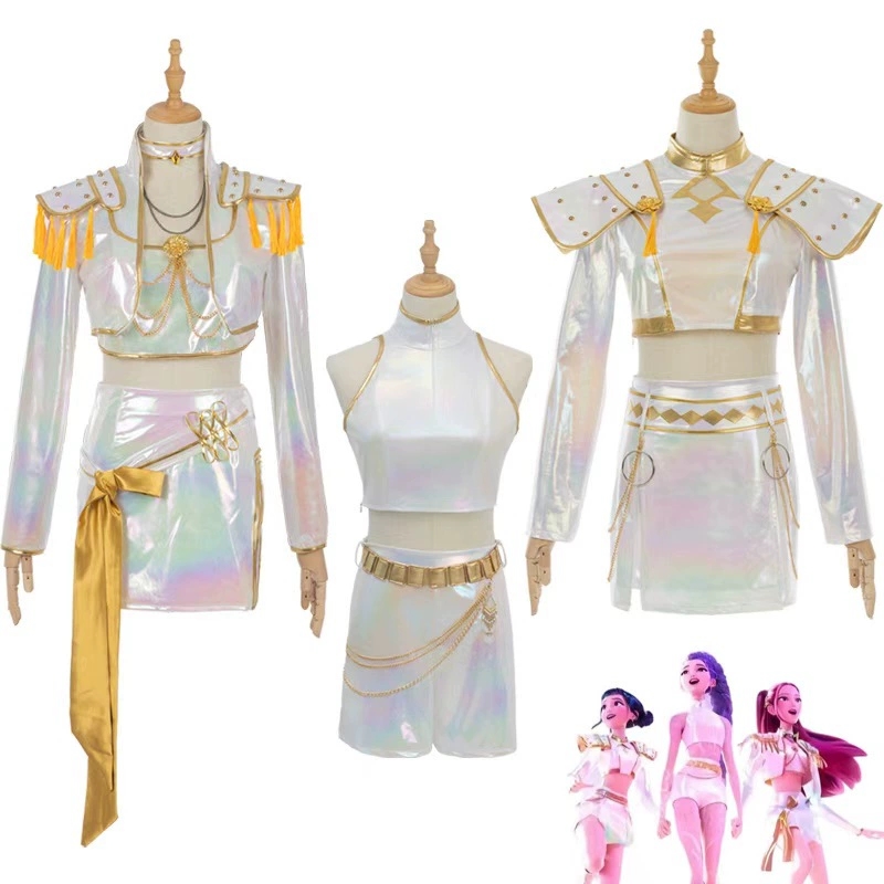 Halloween Costume Kids - コスプレ衣装 PU レザー白歌うスーツ女性ハロウィンカーニバルパーティー衣装女の子ウィッグ