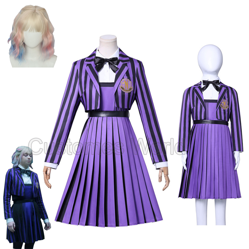 Halloween Costume Kids - ネバーモアアカデミー制服エマ・マイヤーズコスプレ衣装ウィッグ学校衣装大人子供女性ロールプレイハロウィンカーニバルロールプレイング