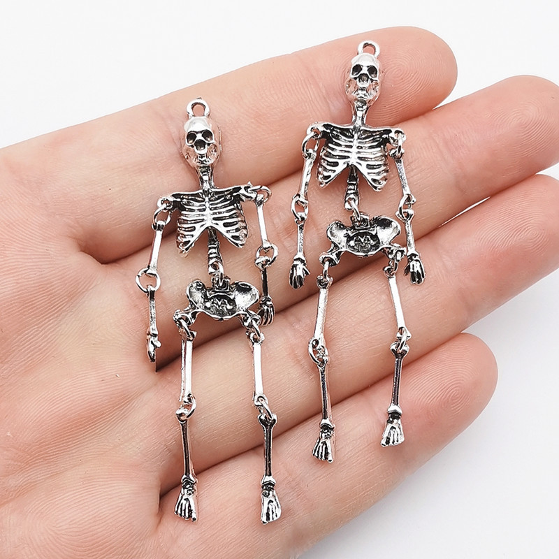 Halloween Skeleton Decoration - 2/5/10 個レトロスカルスケルトンペンダント DIY 合金ペンダントハロウィンアクセサリーキーチェーン装飾アクセサリー