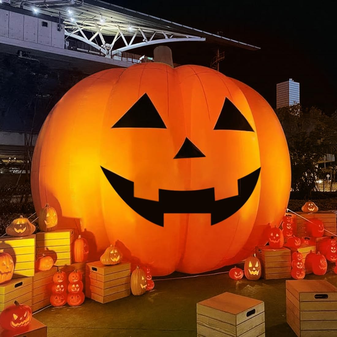 Halloween Pumpkin Decor Led - 巨大な10フィートのハロウィン用インフレータブルパンプキンデコレーション、防水エアブロワー、LEDライト付き、屋外ヤードデコレーション