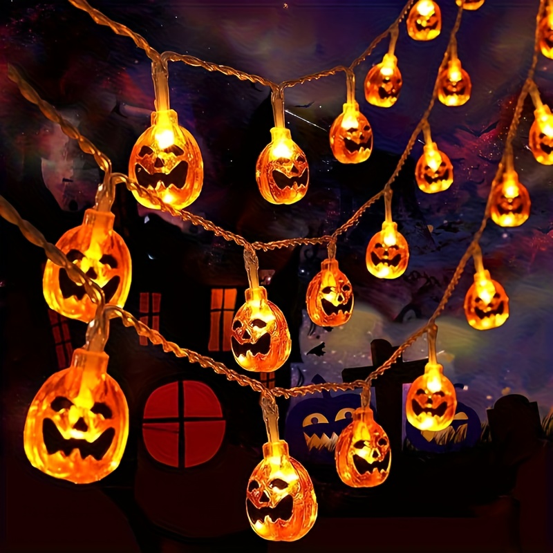 Halloween Led String Lights Orange - 59/118インチ 10/20LEDスマイルパンプキンストリングライト ハロウィン、クリスマスパーティー、ホリデーデコレーション用ポータブル屋内装飾ライト