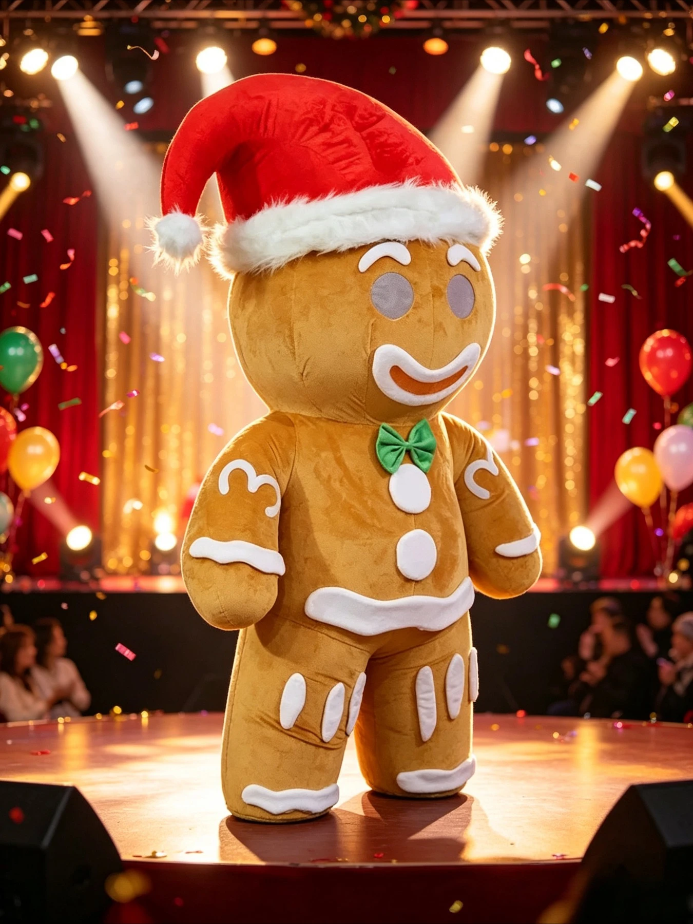 Halloween Costume Adult - 空気で膨らませるジンジャーブレッドマンのコスチューム。マスコットパレード、大人向け、誕生日、クリスマス、ハロウィーンパーティーに最適。電池と充電器は付属しません。