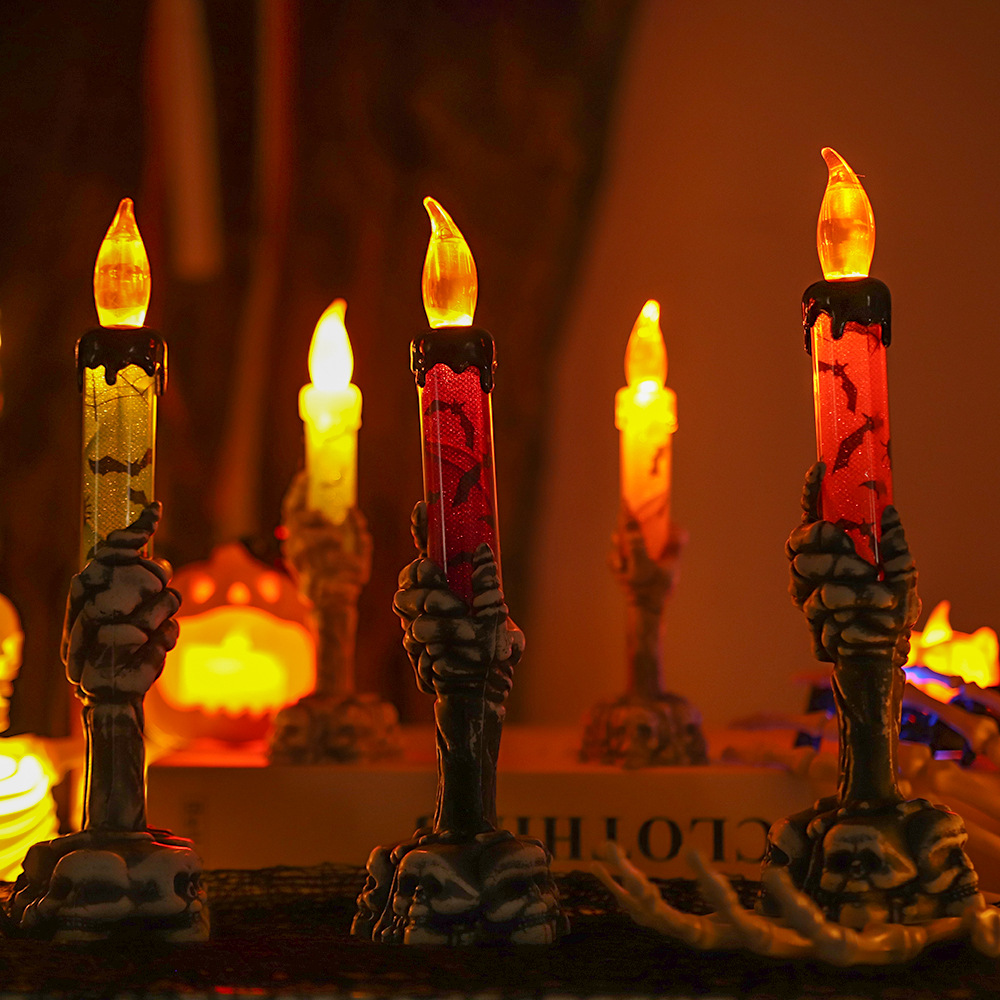 Halloween Pumpkin Decor Led - ハロウィーンの骸骨の手の形をしたキャンドルライト、LEDランタン、カボチャの装飾品。自宅、テーブル、玄関、お祭り、イベントなどの装飾に。