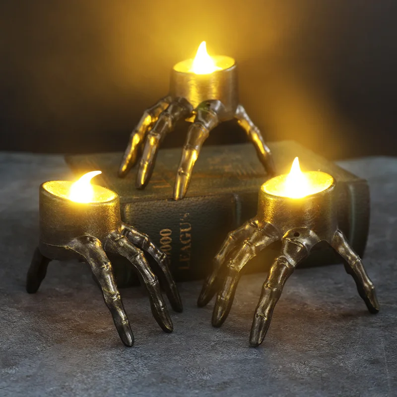 Halloween Skeleton Decoration - ハロウィーン用LEDキャンドルランタン,腕を砕く,頭蓋骨,ホームパーティー,スケルトン装飾,雰囲気設定アクセサリー,常夜灯