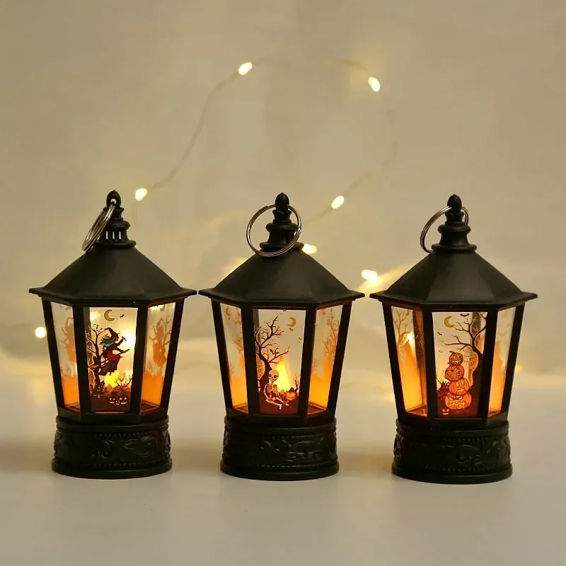 Halloween Pumpkin Decor Led - ハロウィーンの装飾品：LEDキャンドルライト、ヴィンテージ風魔女城、カボチャ、お化け、吊り下げ式LEDランタン、ハロウィーンパーティーの装飾用品
