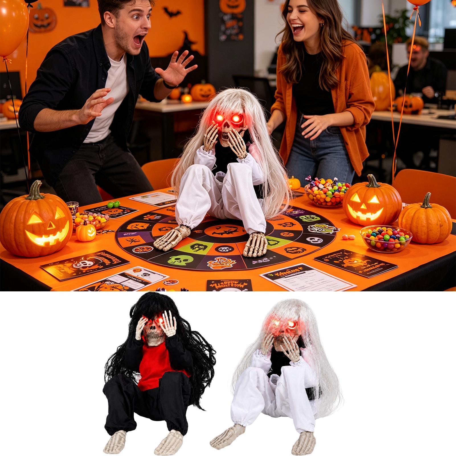 ハロウィンのスケルトンデコレーション、音で動く泣き声と光る目 - Halloween Skeleton Decoration のレビューと価格