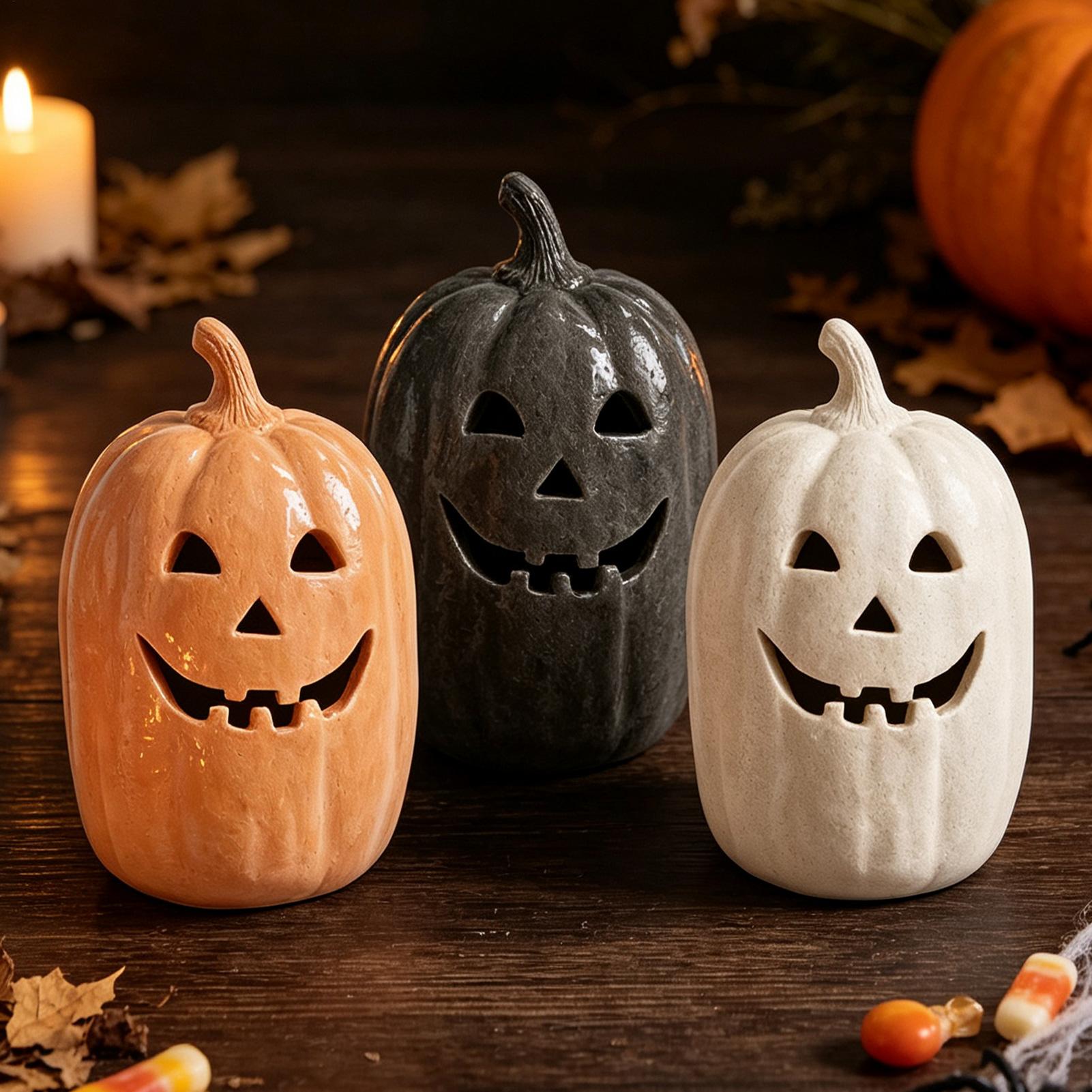 ハロウィンカボチャの工芸品　樹脂製カボチャの手作りランタン飾 - Pumpkin Lantern Halloween のレビューと価格