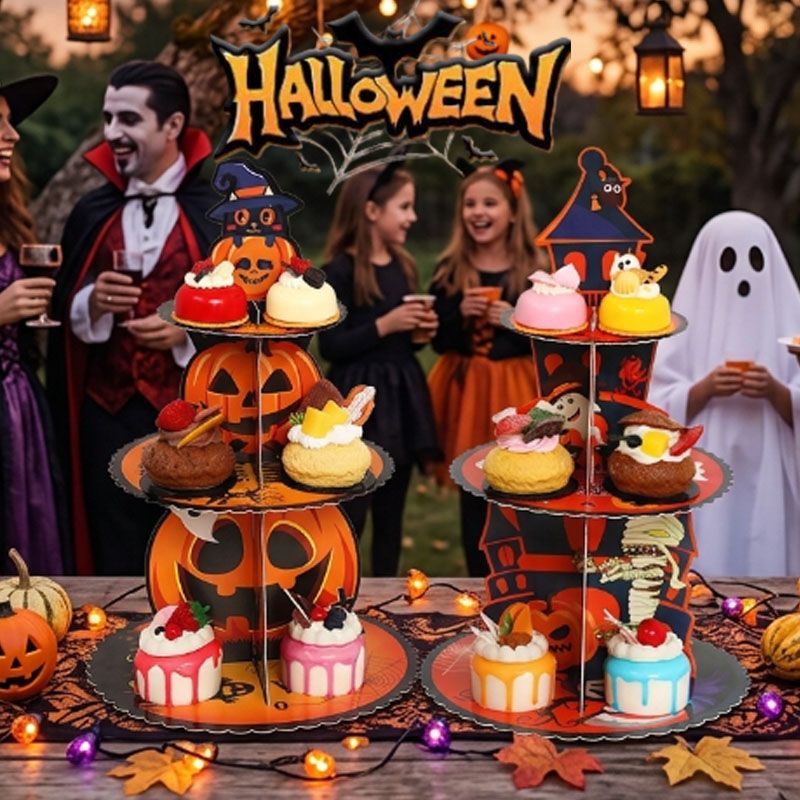 1-4個入り 3段スパイダーウェブデザートスタンド ハロウィ - Spider Web Halloween Decoration のレビューと価格