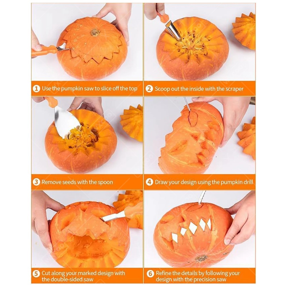 ハロウィン彫刻ランタン カボチャ彫刻ツールセット カボチャ彫 - Pumpkin Lantern Halloween のレビューと価格