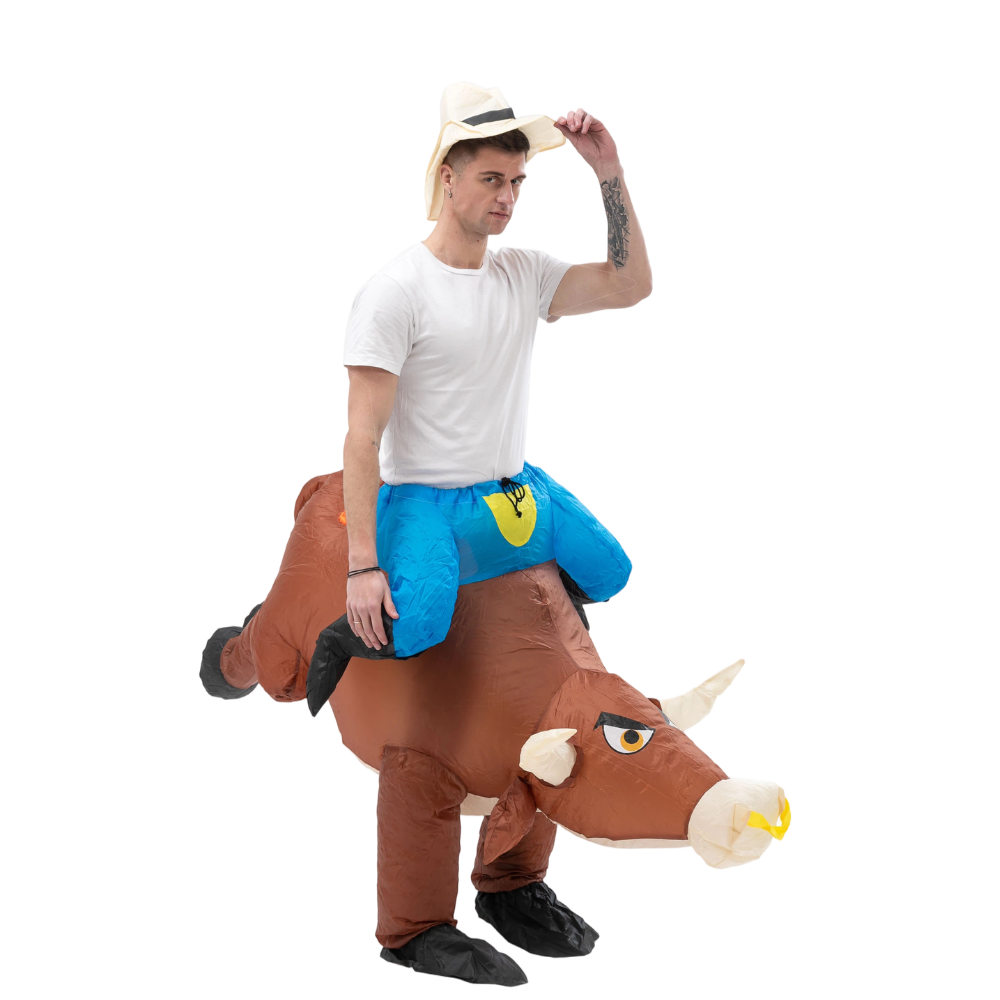 大人用インフレータブルライドオンコスチューム、恐竜・ロバ・ブ - Halloween Costume Adult のレビューと価格