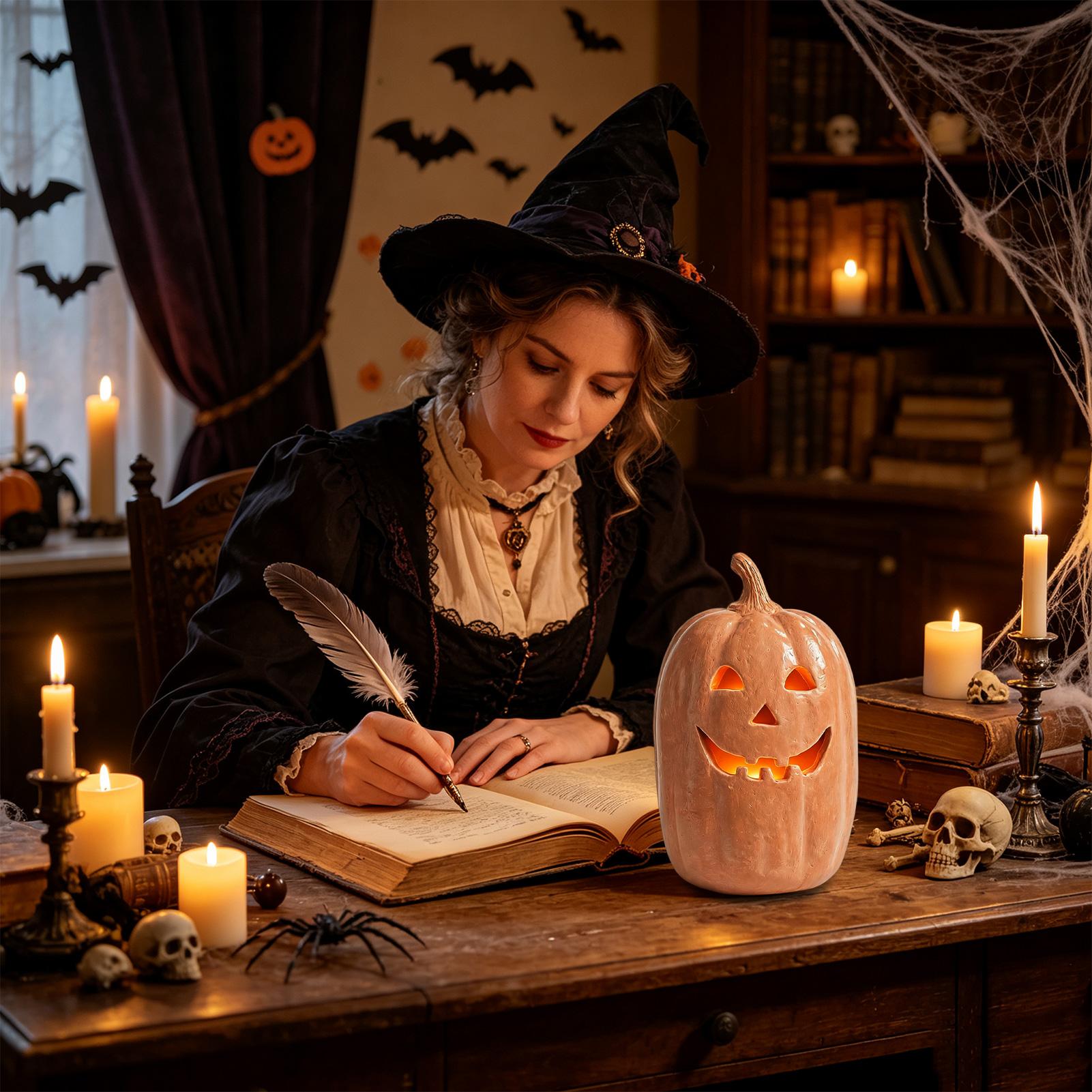 不気味なカボチャランタン カボチャの手作り樹脂ランタン セン - Pumpkin Lantern Halloween のレビューと価格
