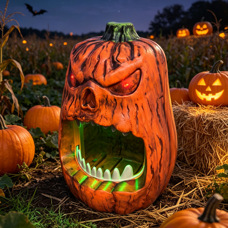 ハロウィンLEDライト付きパンプキンキャンディボウル、音声起 - Halloween Pumpkin Decor Led のレビューと価格