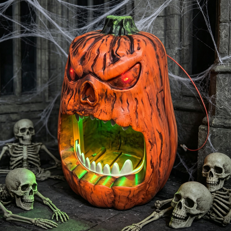 ハロウィンLEDライト付きパンプキンキャンディボウル、音声起 - Halloween Pumpkin Decor Led のレビューと価格