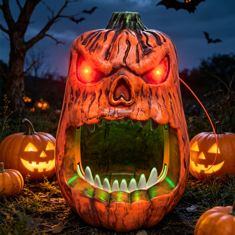 ハロウィンLEDライト付きパンプキンキャンディボウル、音声起 - Halloween Pumpkin Decor Led のレビューと価格
