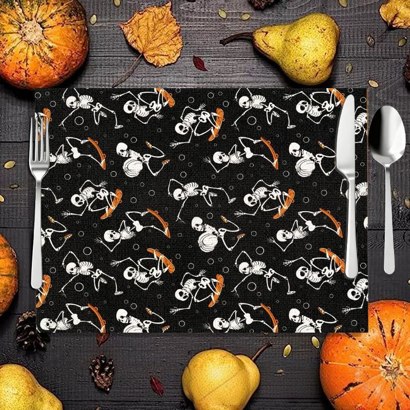 VIKAMA 2/4/6 個ハロウィンミールマットスケルトン - Spider Web Halloween Decoration のレビューと価格