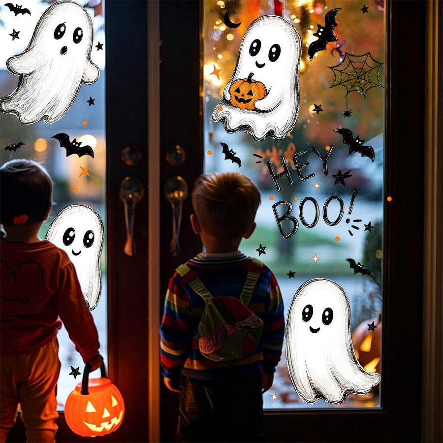 ハロウィンウィンドウデカールステッカー3枚セット、静電気で貼 - Spider Web Halloween Decoration のレビューと価格