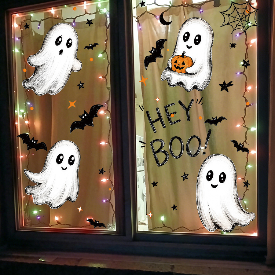 ハロウィンウィンドウデカールステッカー3枚セット、静電気で貼 - Spider Web Halloween Decoration のレビューと価格
