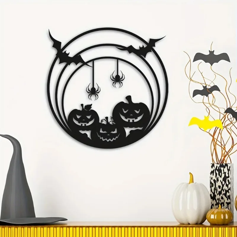ハロウィーンの金属製壁飾り。カボチャ、コウモリ、蜘蛛の巣のデ - Spider Web Halloween Decoration のレビューと価格
