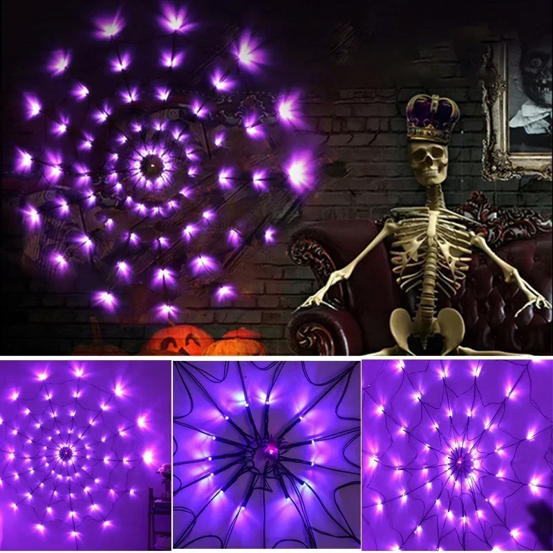 ハロウィーン用、蜘蛛の巣模様のLEDストリングライト。オレン - Halloween Led String Lights Orange のレビューと価格