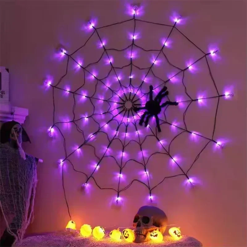 ハロウィーン用、蜘蛛の巣模様のLEDストリングライト。オレン - Halloween Led String Lights Orange のレビューと価格