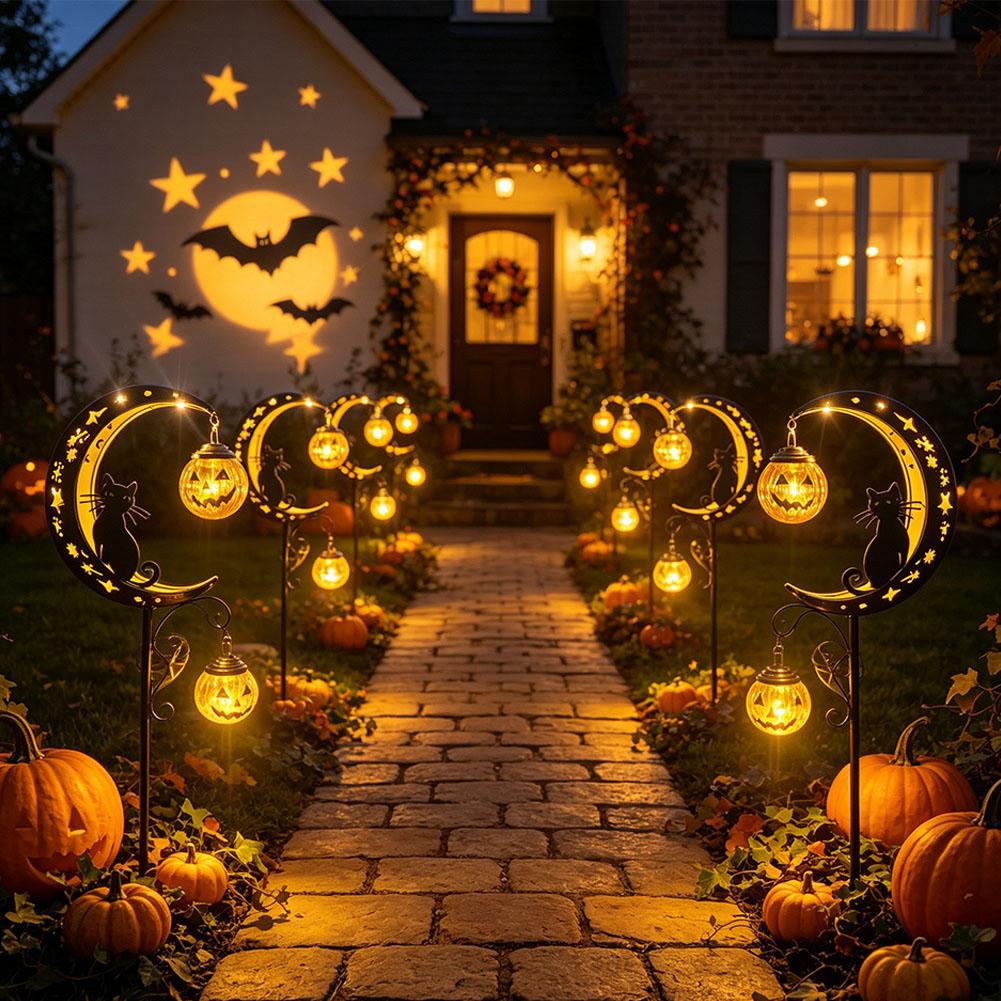 ハロウィーン用屋外ガーデン装飾ライト。錆びにくい金属製で、月 - Pumpkin Lantern Halloween のレビューと価格