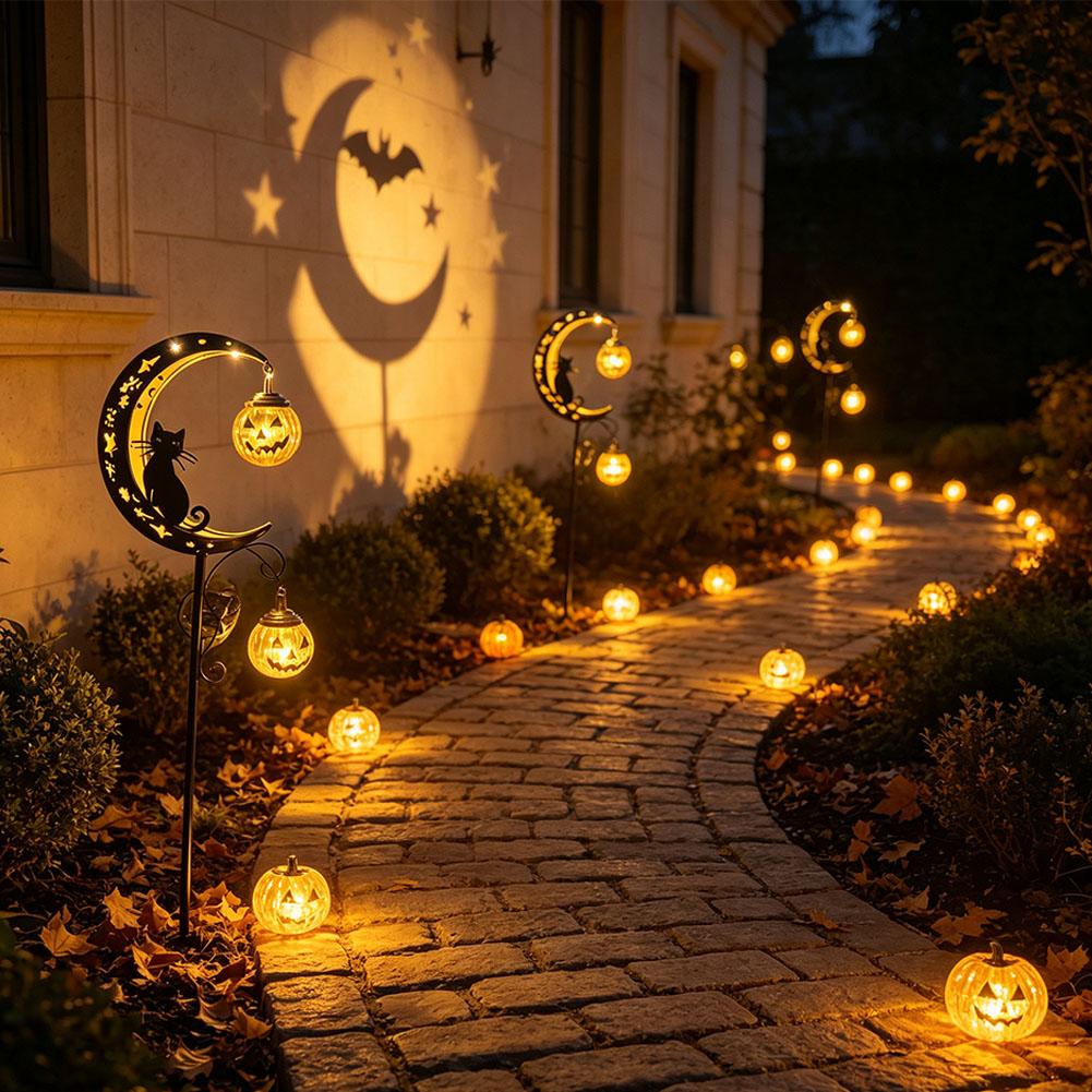 ハロウィーン用屋外ガーデン装飾ライト。錆びにくい金属製で、月 - Pumpkin Lantern Halloween のレビューと価格