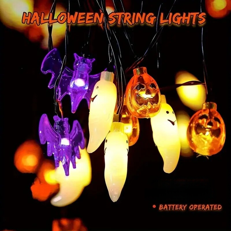 かわいいカボチャコウモリゴーストハロウィンLEDストリングラ - Halloween Led String Lights Orange のレビューと価格