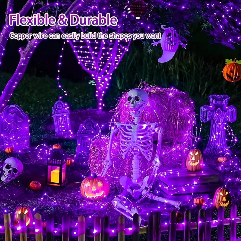 1PC 12M100LED ハロウィンソーラーストリングライ - Halloween Led String Lights Orange のレビューと価格