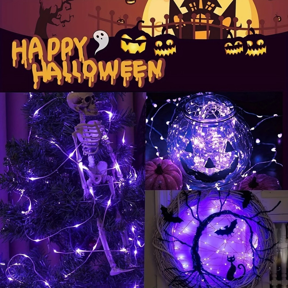 1PC 12M100LED ハロウィンソーラーストリングライ - Halloween Led String Lights Orange のレビューと価格