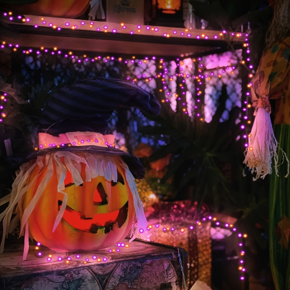 1PC 12M100LED ハロウィンソーラーストリングライ - Halloween Led String Lights Orange のレビューと価格