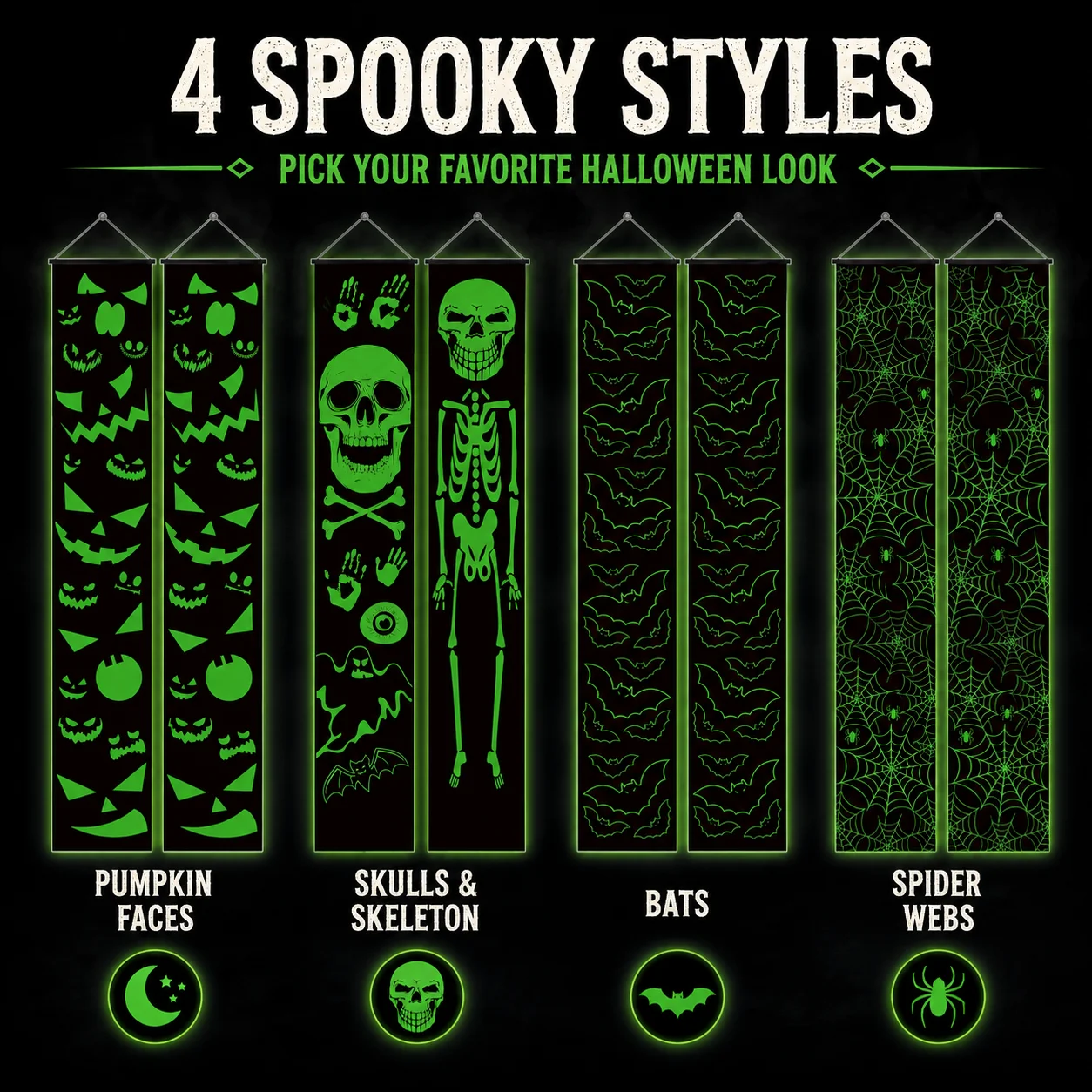 2枚セットの光るハロウィーン装飾バナー。玄関や庭、屋外パーテ - Halloween Skeleton Decoration のレビューと価格