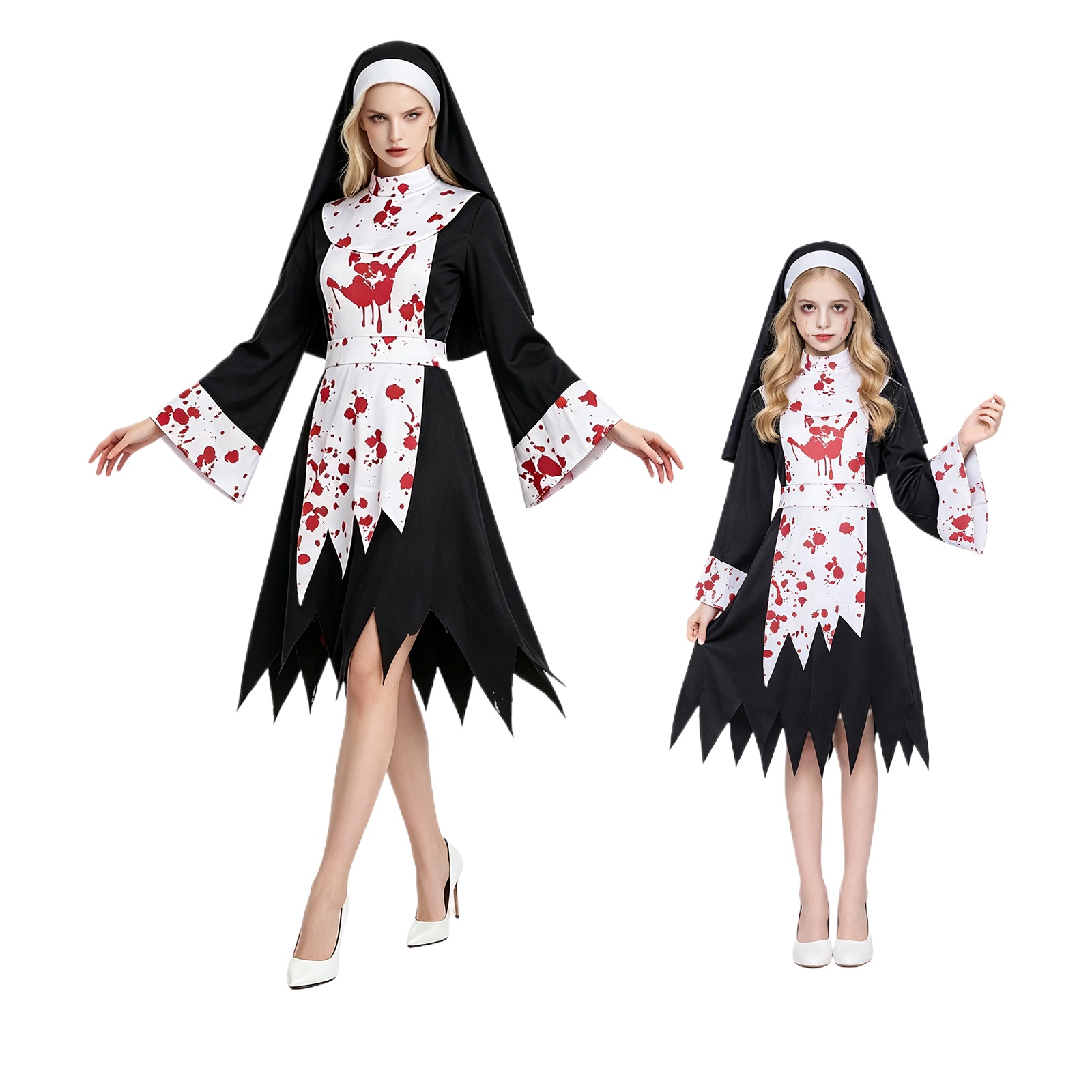 女性・子供用ハロウィン怖いダーク修道女コスプレコスチューム血 - Halloween Costume Kids のレビューと価格