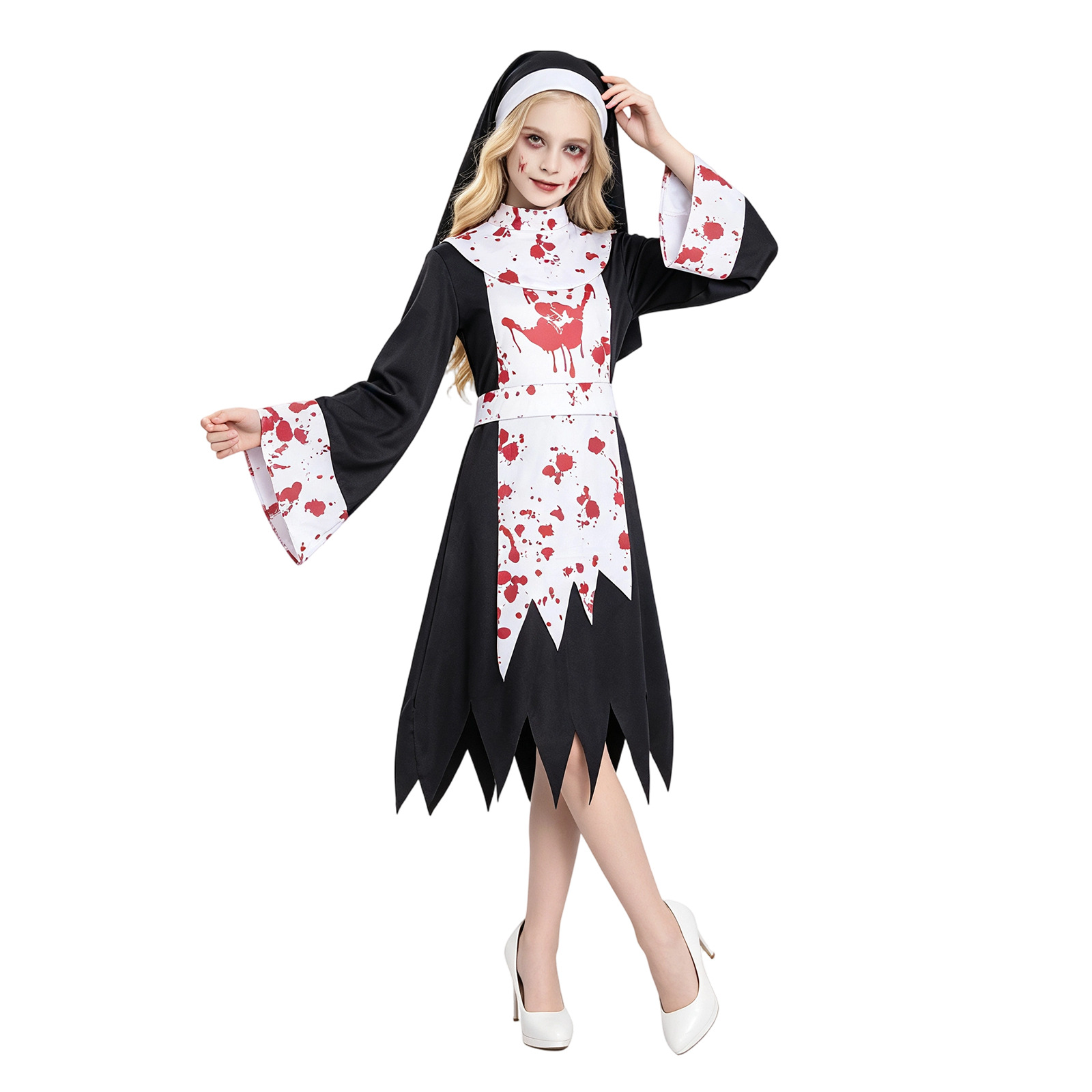 女性・子供用ハロウィン怖いダーク修道女コスプレコスチューム血 - Halloween Costume Kids のレビューと価格