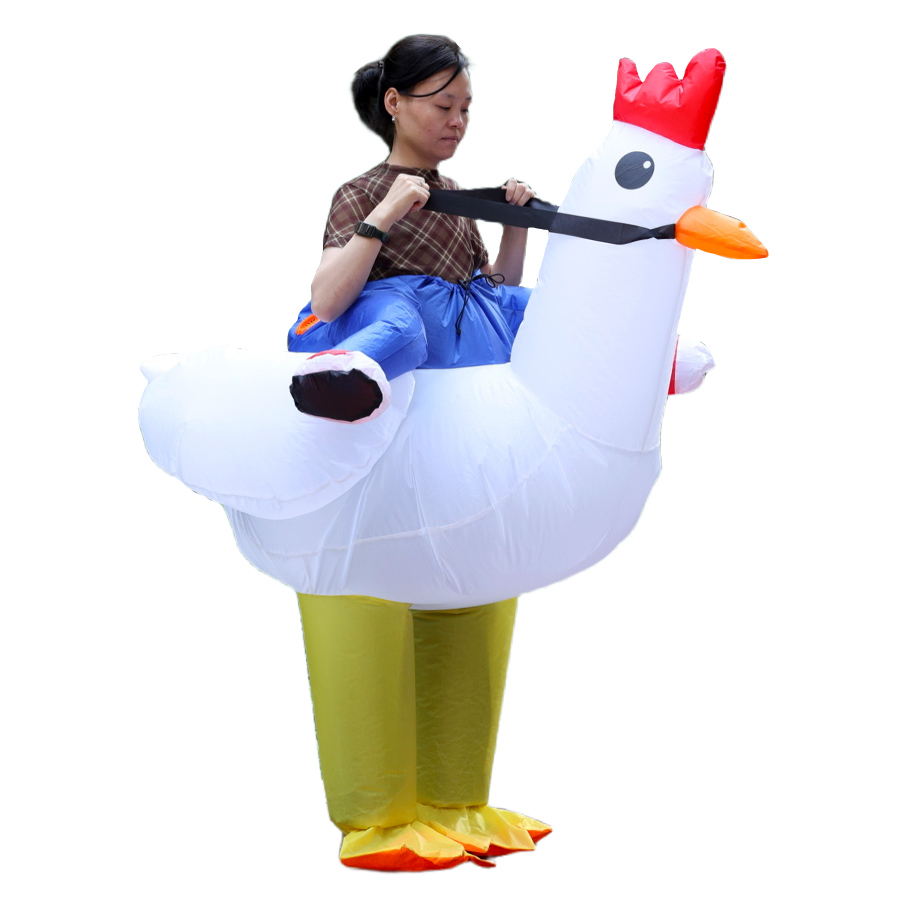 鶏の形をしたインフレータブルコスチューム、乗って遊べるニワト - Halloween Costume Adult のレビューと価格