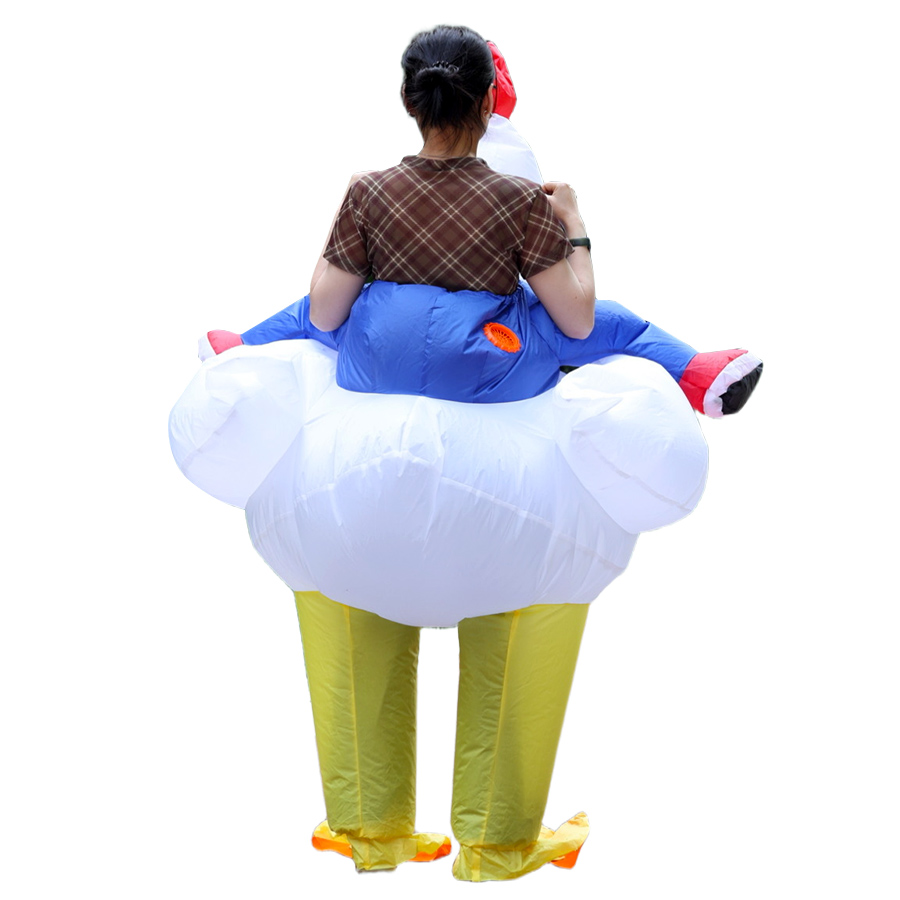 鶏の形をしたインフレータブルコスチューム、乗って遊べるニワト - Halloween Costume Adult のレビューと価格