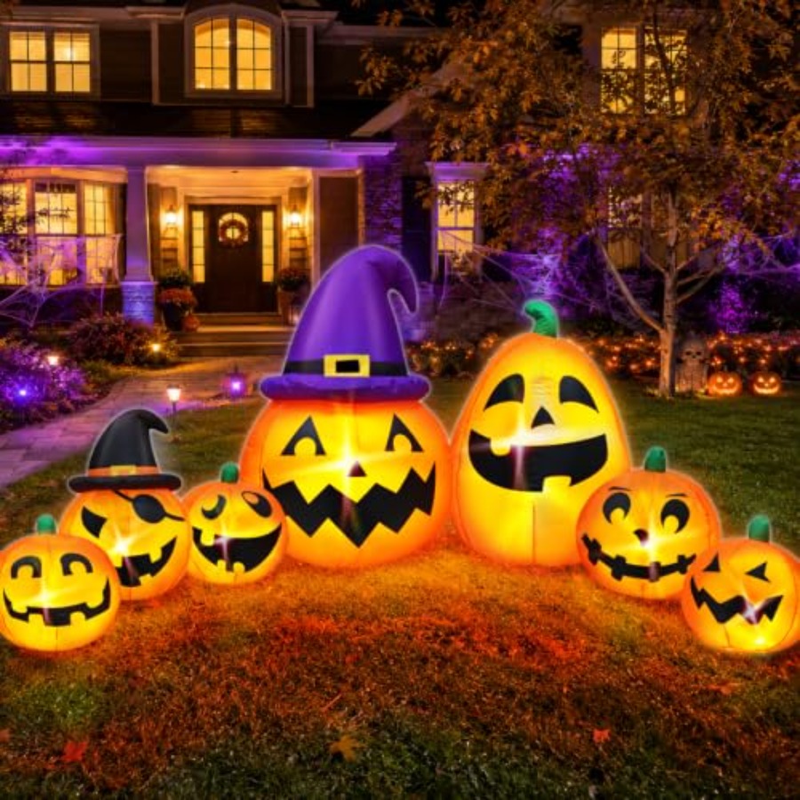 屋外用ハロウィーン装飾品、空気で膨らませるタイプのカボチャ、 - Halloween Pumpkin Decor Led のレビューと価格
