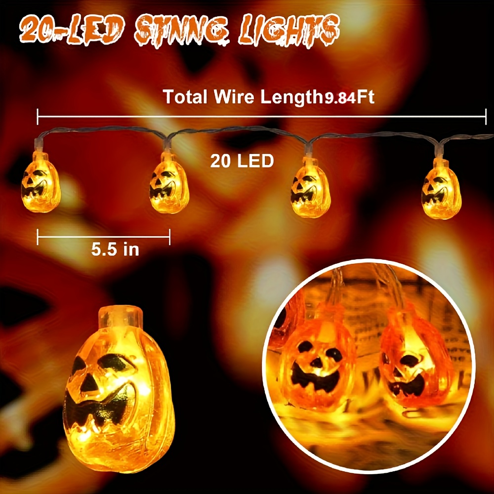 59/118インチ 10/20LEDスマイルパンプキンストリ - Halloween Led String Lights Orange のレビューと価格