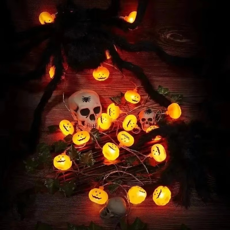 ハロウィーンのパンプキン型LEDライトストリング。電池式で、 - Halloween Pumpkin Decor Led のレビューと価格