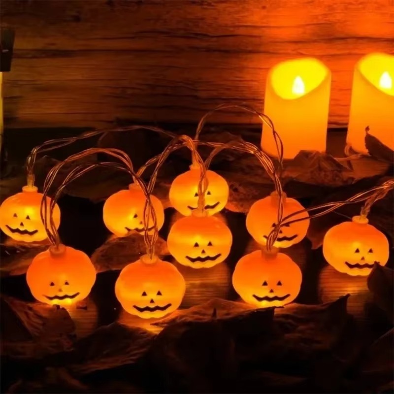 ハロウィーンのパンプキン型LEDライトストリング。電池式で、 - Halloween Pumpkin Decor Led のレビューと価格