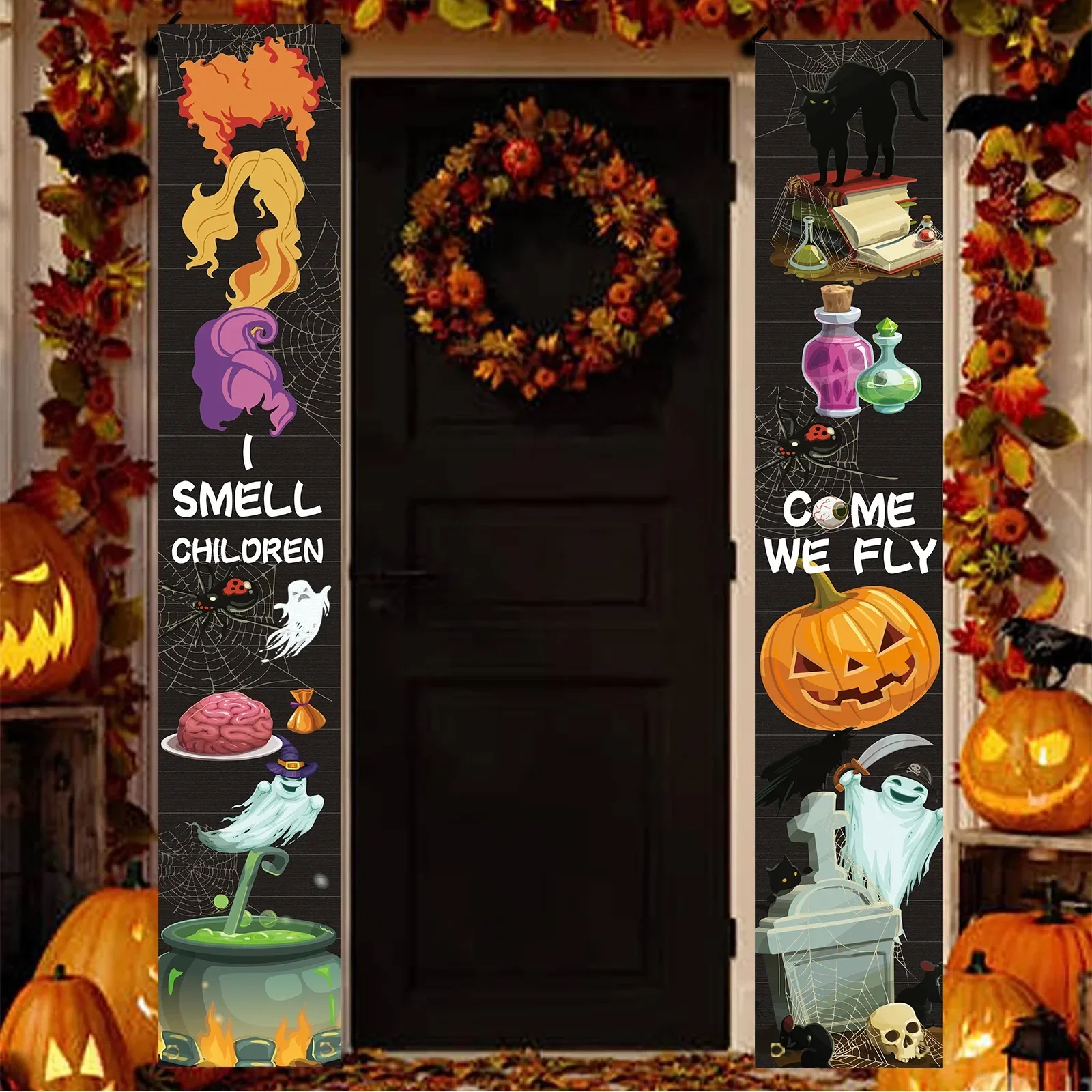 ハロウィンカボチャカプレットホラークモの巣雰囲気旗ぶら下げ装 - Spider Web Halloween Decoration のレビューと価格