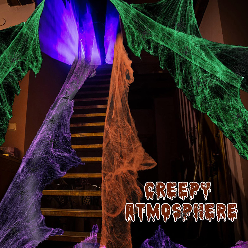 ハロウィーンの装飾用、白い蜘蛛の巣のネット。伸縮性があり、ハ - Spider Web Halloween Decoration のレビューと価格