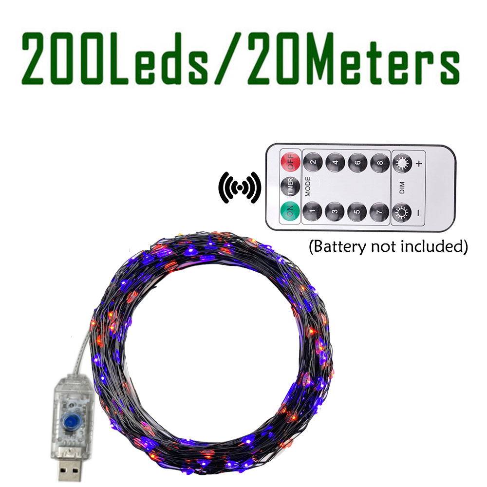 100/200LED ストリングライトオレンジ & パープル - Halloween Led String Lights Orange のレビューと価格